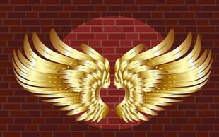 金色双翅图案设计元素