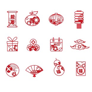 中国风剪纸图标装饰