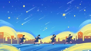 星空下的城市与骑行者