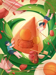 端午插画中的美味粽子