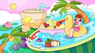 夏日泳池萌趣卡通派对