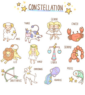矢量手绘动漫十二星座图片
