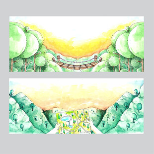 梦幻森林风景插画