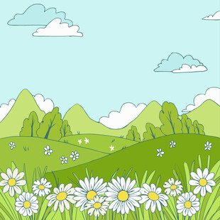 春日绿野雏菊烂漫风景