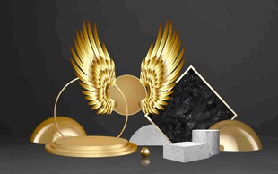 金色羽翼摆件奢华装饰品