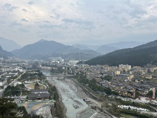 水磨古镇风光俯瞰图