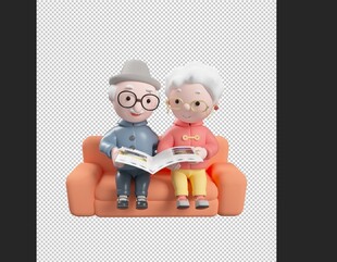 老夫妻沙发上温馨阅读时刻