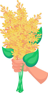 手捧金黄花束