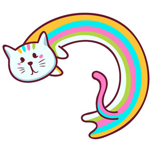 彩虹上的可爱猫咪