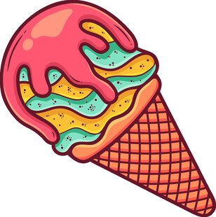 美味冰淇淋甜筒插画
