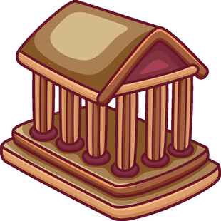 卡通风格古典柱式建筑