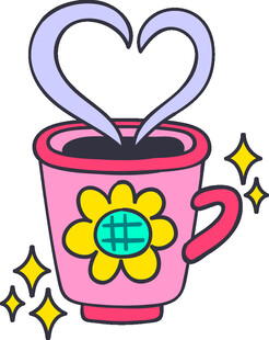 爱心咖啡杯插画