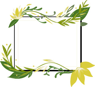 绿叶黄花装饰边框