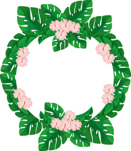 绿叶粉花装饰花环