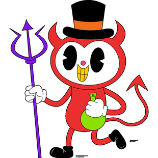 小恶魔手持魔杖与酒瓶