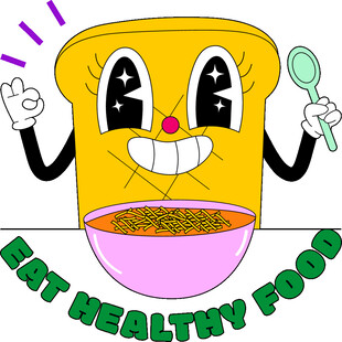 卡通碗宣传吃健康食物