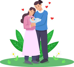 幸福三口之家温馨时刻