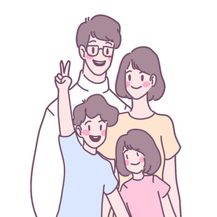 幸福一家四口温馨瞬间