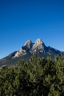 巍峨山峰与葱郁植被