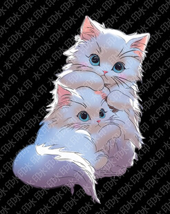 大牌 数码印花 手绘花 猫咪