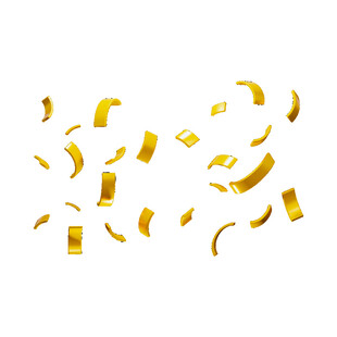 金色飘带庆祝元素