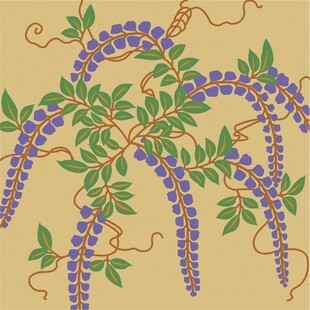 藤蔓上的紫色花朵图案