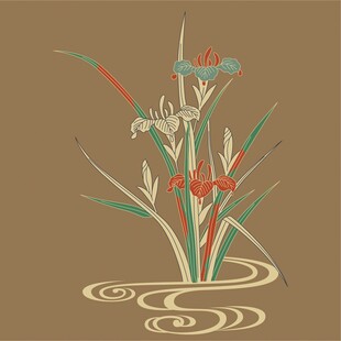 中式水墨风兰花插画