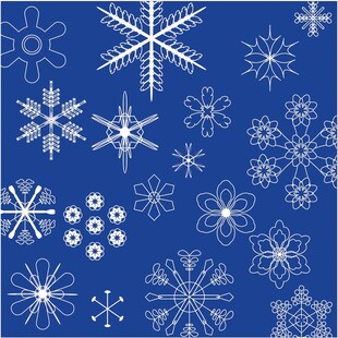 蓝色背景雪花图案集合