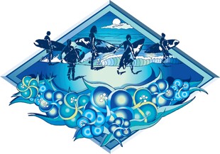 蓝色海洋主题创意插画
