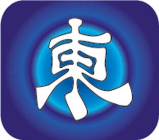 蓝色背景上的东字图标