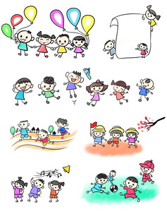 手绘卡通小孩子幼儿园元素