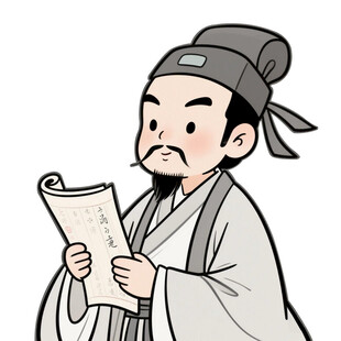 古代书生读卷图
