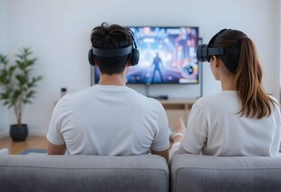 情侣在家共赏VR内容