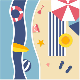 夏日海滩度假元素插画