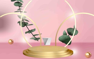 金色底座绿植梦幻场景