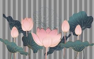 中式水墨风荷花装饰画