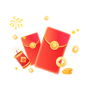 喜庆红包与金币矢量元素