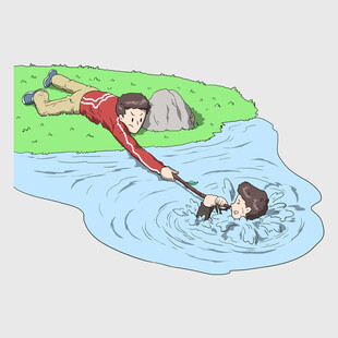 岸边救人场景