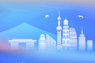 手绘城市建筑