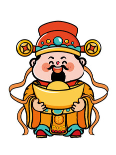 财旺金元宝大笑财神卡通头像图片