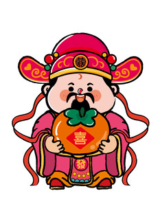 福运财神拿柿子卡通表情包图片