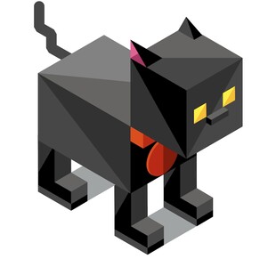 黑色低多边形风格猫咪模型