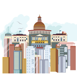 多彩城市建筑群景观