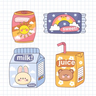可爱卡通饮品插画