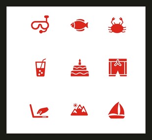 夏日海滩度假图标