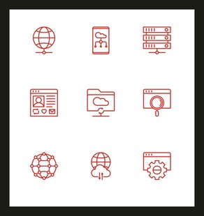 红色简约科技相关图标