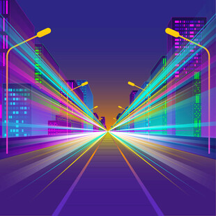 霓虹夜色下的未来感道路