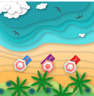 海滩度假场景插画