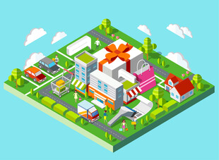 生活场景插图 3D AI 等距