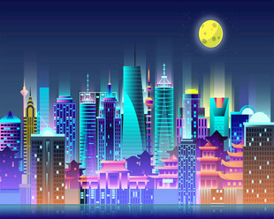 矢量城市夜景 